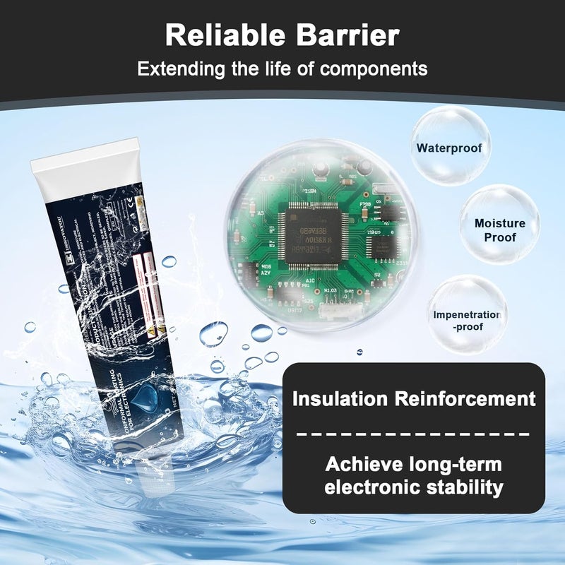 1DFAUL 200ml White Conformal Coating for Electronics, Silicone Conformal Coating Insulating Sealant, Waterproof, Dust& Moisture Resistant, for Reliable Electronic Components Protection - Image 3